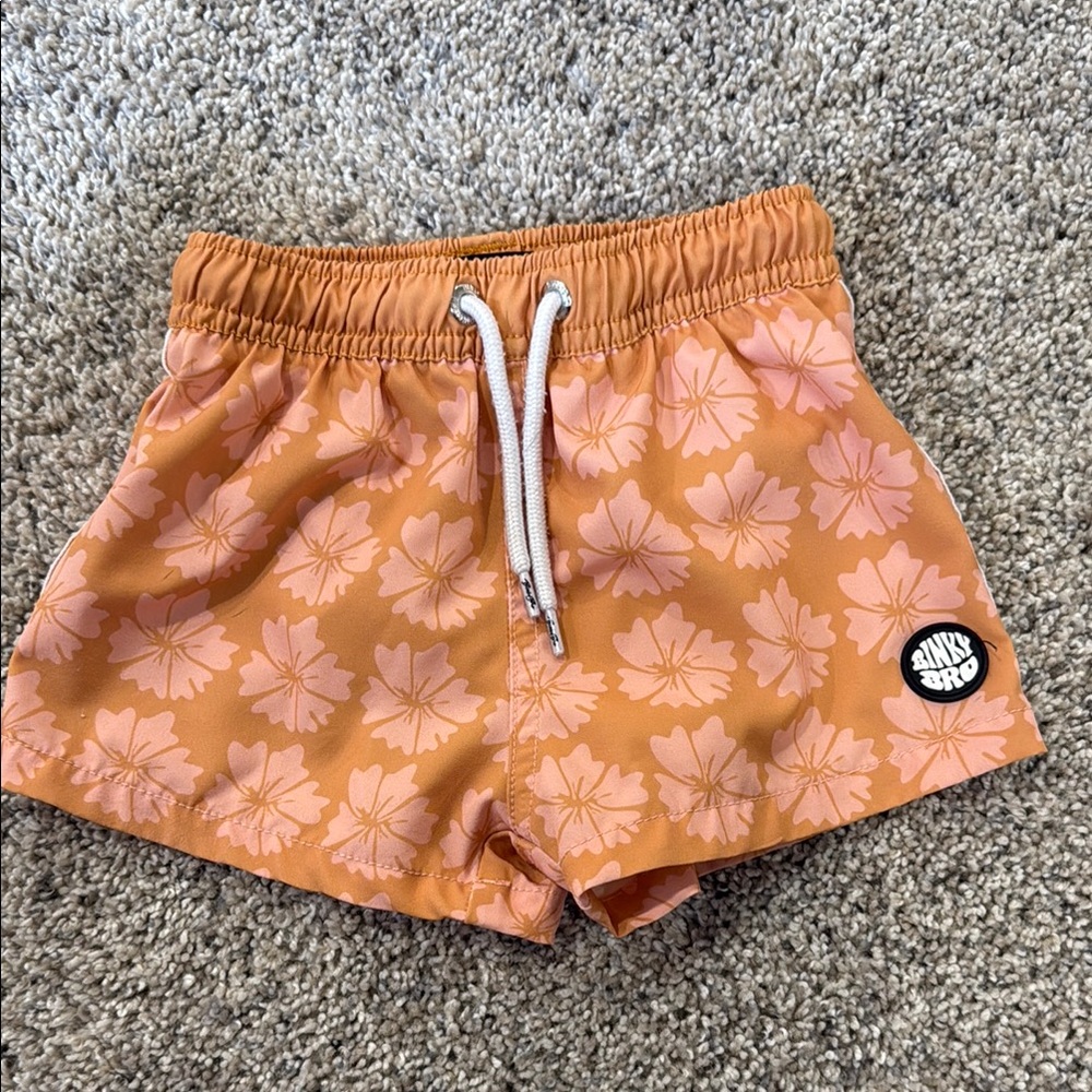 Binky Bro Kids Orange Floral Boardshorts